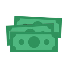 Isolated illustration of stacked green dollar money icon of economy, currency, finance, wealth, bank