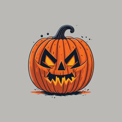 Happy halloween greeting with scary pumpkin