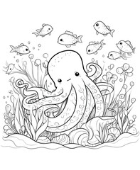 Octopus coloring pages for adults