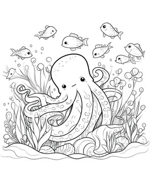 Octopus coloring pages for adults