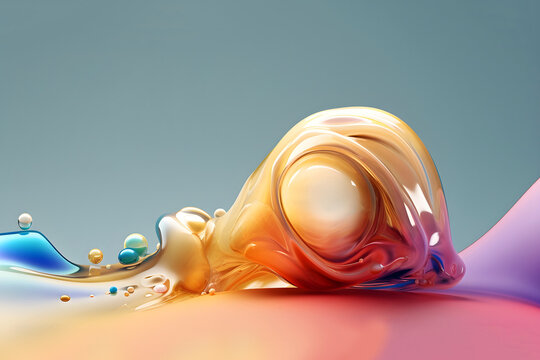Multicolored abstract translucent line wave background. modern glossy colorful translucent fluid motion waves, fluent style liquid cloth 3D illustration. Generative AI