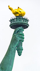 New York, New York, United States. August 07, 2023. Dramatic and detailed image of the Statue of...