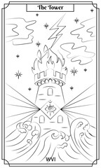 the illustration - card for tarot - The Tower card.