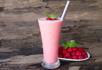 Raspberry smoothie red colorful fruit juice milkshake blend beverage healthy high protein the taste...
