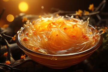 Bird's Nest Soup: Discover the delicacy of bird's nest, prepared in a nourishing and exquisite soup.Generated with AI