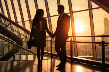 Sealing the Deal: Business Man and Woman Shake Hands in Agreement. Ai generated