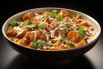 Massaman Curry: Experience the richness of this coconut-based curry with tender beef or chicken, infused with fragrant spices and peanuts.Generated with AI