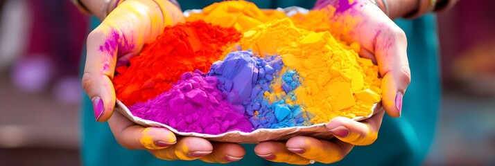 Holi Indian holiday, popular Hindu festival celebrated as the Festival of Colours, Love and Spring, AI generated