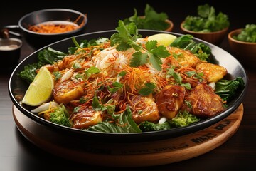 Khao Pad: Taste the comfort of Thai fried rice, stir-fried with eggs, vegetables, and choice of meat.Generated with AI