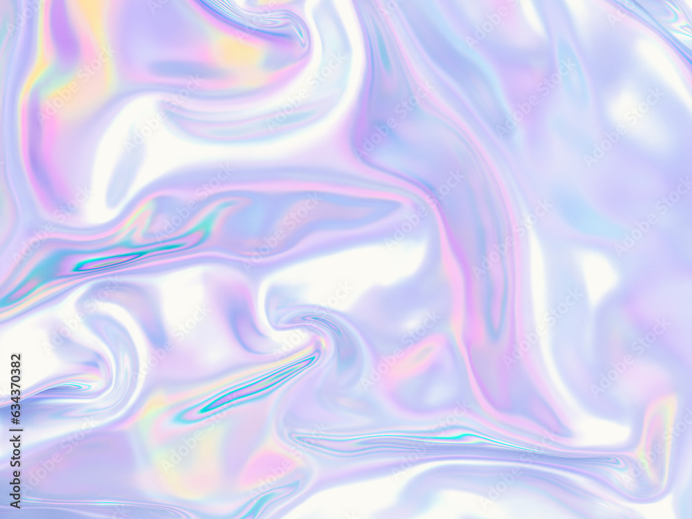 Poster abstract iridescent holographic cloth background. 3d rendering.