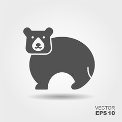 Flat Bear icon. Vector symbol for website design, mobile application, ui. Symbol with shadow