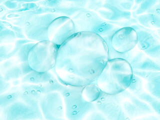 Natural beauty podium backdrop for product display with water drops on pastel color background. 3d rendering. top view.