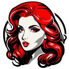 Portrait of a beautiful woman with red hair. Vector illustration.