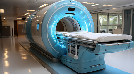 CT Scan Device in Hospital , Medical CT or MRI Medical Equipment and Health Care , Magnetic Resonance Imaging Machine , Created with generative AI