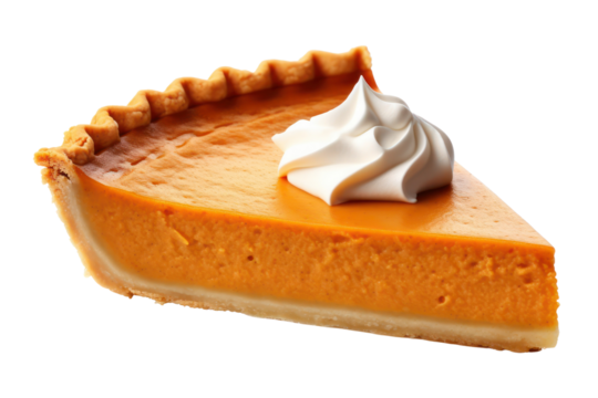 Pumpkin pie, Thanksgiving dessert isolated on white transparent background, PNG