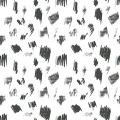 Seamless abstract textured pattern. Simple background black and white texture. Digital brush strokes background. Designed for textile fabrics, wrapping paper, background, wallpaper, cover.
