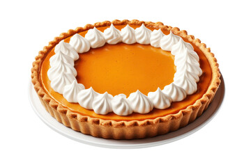 Thanksgiving pumpkin pie isolated on white transparent background, PNG