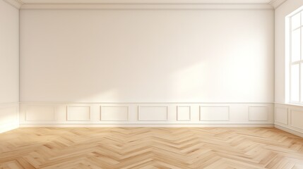 Empty room and wall and wooden floor. Interior background for presentation. Generative AI