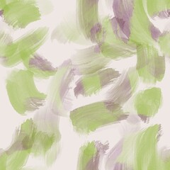 Seamless abstract textured pattern. Simple background with green, purple, beige texture. Digital brush strokes background. Design for textile fabrics, wrapping paper, background, wallpaper, cover.