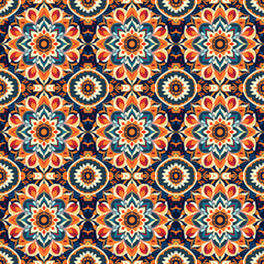 Seamless pattern with mandalas. Vintage decorative elements. Hand drawn background. Islam, Arabic, Indian, ottoman motifs. Perfect for printing on fabric or paper.