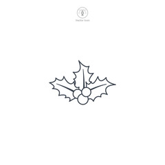 Holly Berry, Mistletoe icon symbol vector illustration isolated on white background