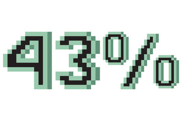 Fototapeta premium 43 percent with pixel art 3d. Vector illustration