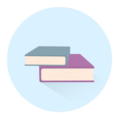 Simple vector books icon in flat style. Closed blue and violet books with shadow. Education, school. Vector illustration