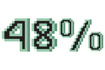 48 percent with pixel art 3d. Vector illustration