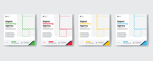 Set of Editable square business web banner design template. background gradients color. Suitable for social media post, instagram story and web ads. Vector illustration with Space to add pictures