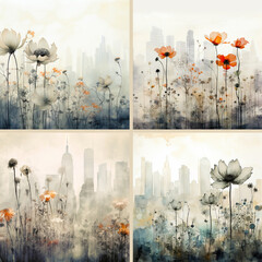 New York skyline in flowers