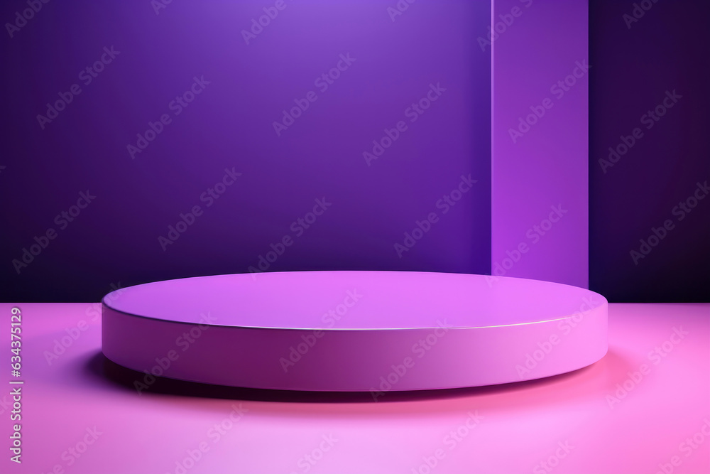 Poster A round pink base beautifully placed on a pink table, facing a purple background, adds an aesthetic touch and makes the presentation exceptionally captivating with an outstanding visual comfort.
