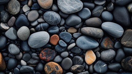 Abstract nature pebbles background. Blue pebble texture. Stone background. Generative AI
