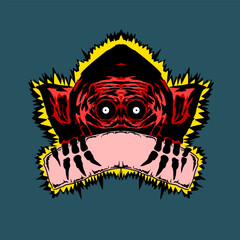 Mysterious figure holding cloth or paper, vector eps illustration