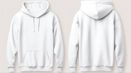 White Blank Sweatshirt Template for Men's Long Sleeve Hoodie. Natural Shape on Invisible Mannequin Isolated on White Background for Design Mockup & Print: Generative AI