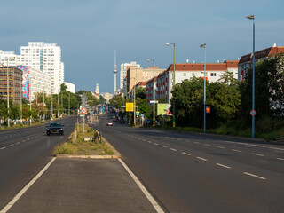 Urban highway of European city. Urban landscape.