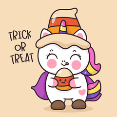 Halloween unicorn candy corn kawaii animal