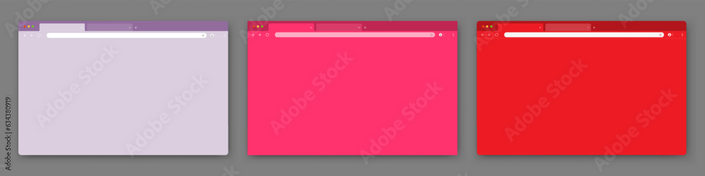 Poster a set of three browser windows on a gray background. website layout with search bar, toolbar and but