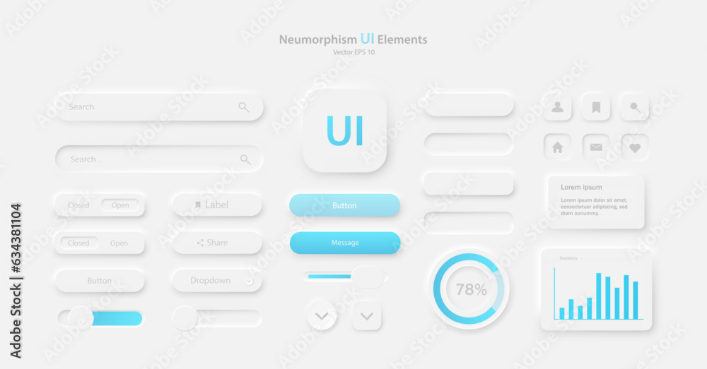 Poster a collection of icons for user interface development in white and blue. a set of user interface elem