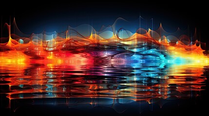 Reverberating Soundwave Refraction Wave Formation.
RGB Color Spectrum Wavelength Synthesis Backdrop Wallpaper. 
