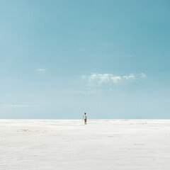 Fototapeta na wymiar Minimal lonely landscape with blue sky, Generative AI