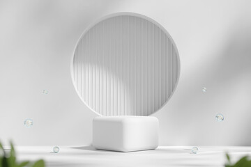 Abstract White Minimal Modern Podium Pedestal Platform For Product Display Showcase Presentation 3D Rendering