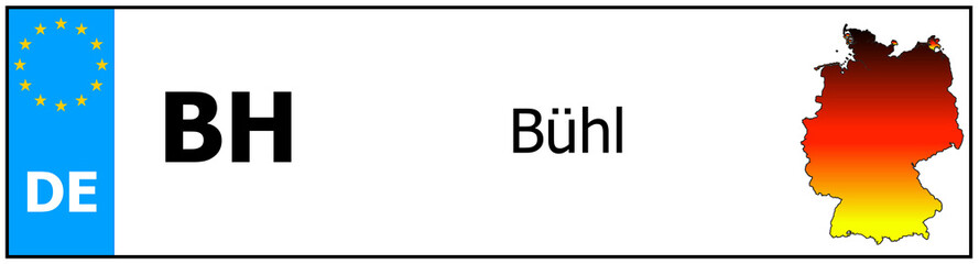 Registration number German car license plates of Bühl
 Germany
