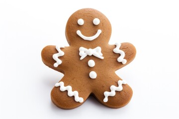 Obraz na płótnie Canvas Gingerbread man isolated on white background. Sweet cookie symbol of Christmas eve and New Year holidays 