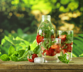 fresh lemonade with mint for healthy food and diet