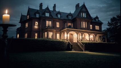 Haunted mansion on halloween season - Generative AI