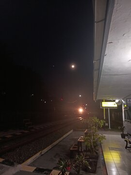 View of the Bright Moon at night.