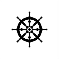Obraz premium Ship Steering Wheel Icon, Boat, Yacht Steering Wheel
