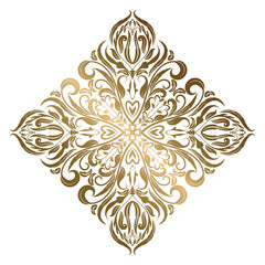 Oriental pattern with arabesques and floral elements. Traditional classic ornament. Golden and...