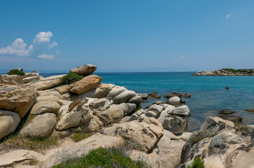 scenic view of the idyllic sea of ​​rocks in greece