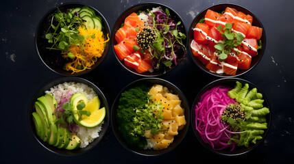 Exquisite portrayal of modern professional Poke bowls